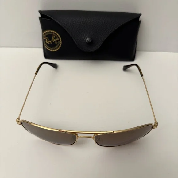 Ray-Ban Gold and Brown Sunglasses - Picture 3 of 5